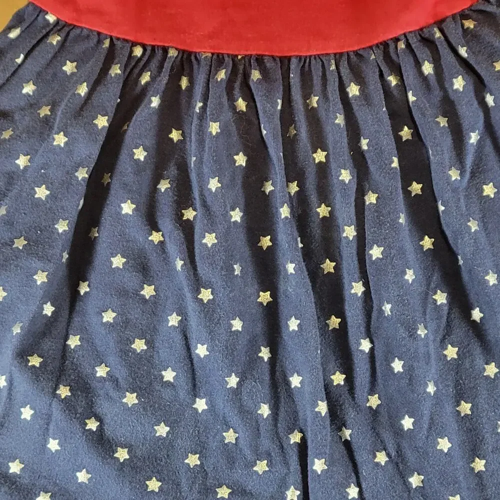 Gymboree Girls Red Blue Sequin Star Dress Size 5 Sleeveless Skirt Patriotic